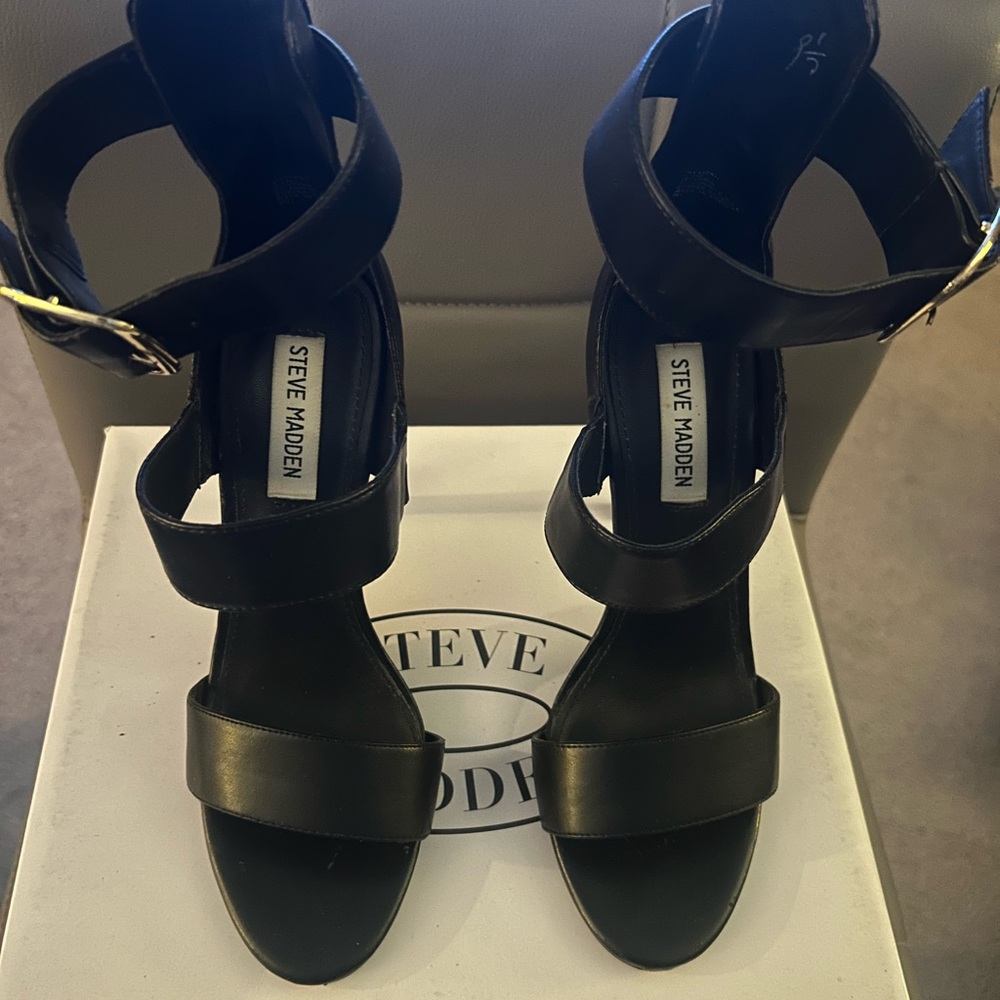 Steve Madden Black Strappy Heels